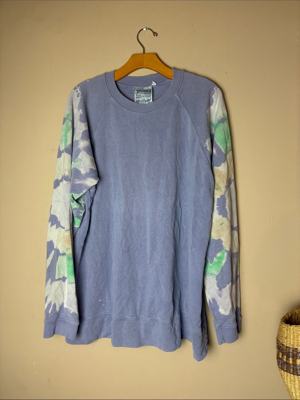 Jungmaven Sweatshirt Lavender Crewneck with Tie-Dye Sleeves Size XL